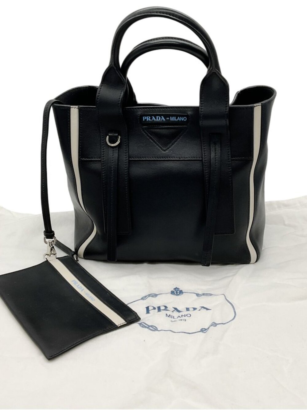Prada Black Leather Ouverture Grace Lux Medium Tote Bag - Picture 11 of 11